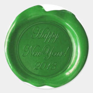 Faux Wax Seals - Green Script - HappyNewYear 2013