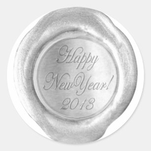 Faux Wax Seals - Silver Script - HappyNewYear 2013
