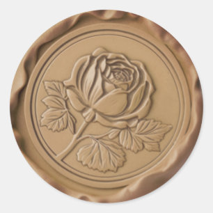 Faux Wax Stamp Envelope Seal Gold Rose Flower