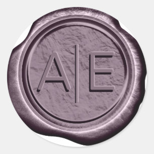 Faux Wax Wedding Initials Dk Mauve ID967 Classic Round Sticker