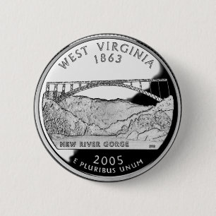 Faux West Virginia State Quarter 6 Cm Round Badge