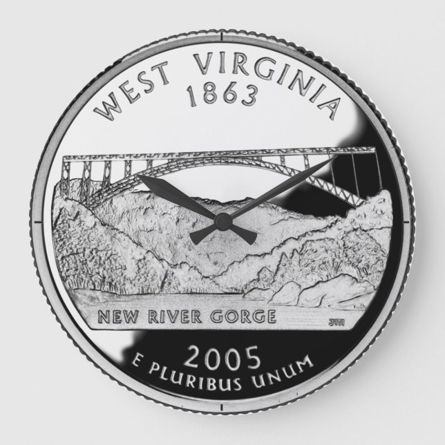 Faux West Virginia State Quarter Large Clock (Front)