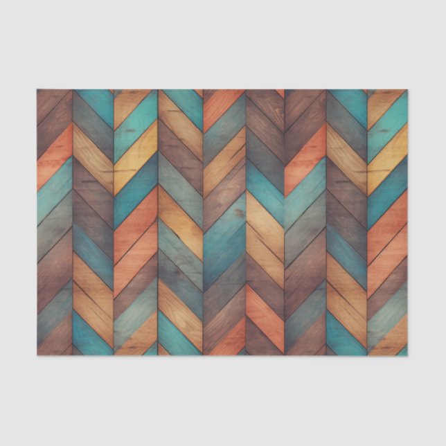 Faux Western wood tiled pattern Tissue Paper (Front)