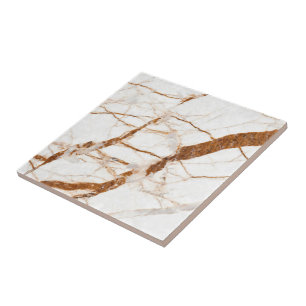 Faux White Brown Marble Stone Ceramic Tile