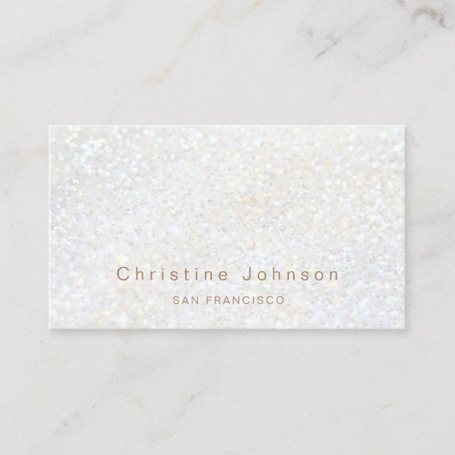 faux white glitter effect business card (Front)