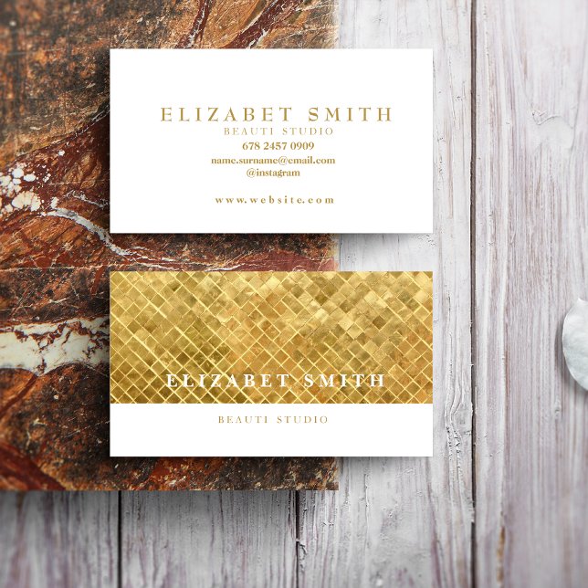 Faux White Gold Background Business Card (Creator Uploaded)