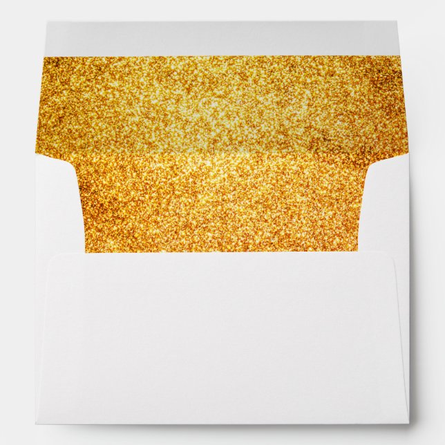 Faux White Gold Glitter Confetti Foil Sparkle Envelopes (Back (Bottom))