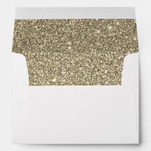 Faux White Gold Glitter Confetti Foil Sparkle Envelopes