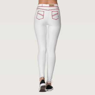 Faux White Jeans With Red Stripe Leggings Modern
