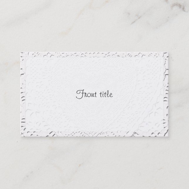 Faux White Lace Fabric Background Business Card (Front)