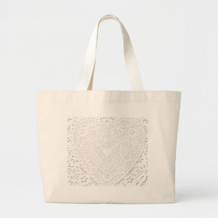 Faux White Lace Fabric Background Large Tote Bag