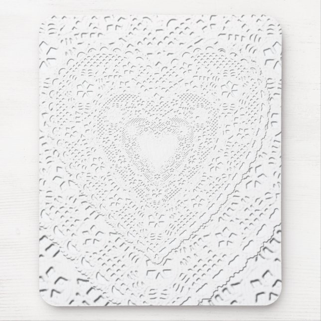Faux White Lace Fabric Background Mouse Pad (Front)