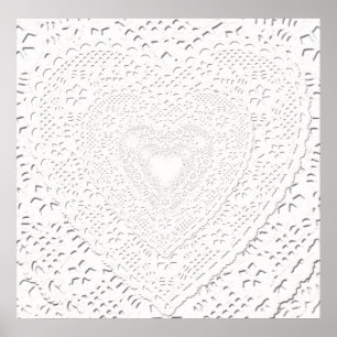 Faux White Lace Fabric Background Poster