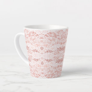 Faux White Lace Fishnet Latte Mug with Flowers