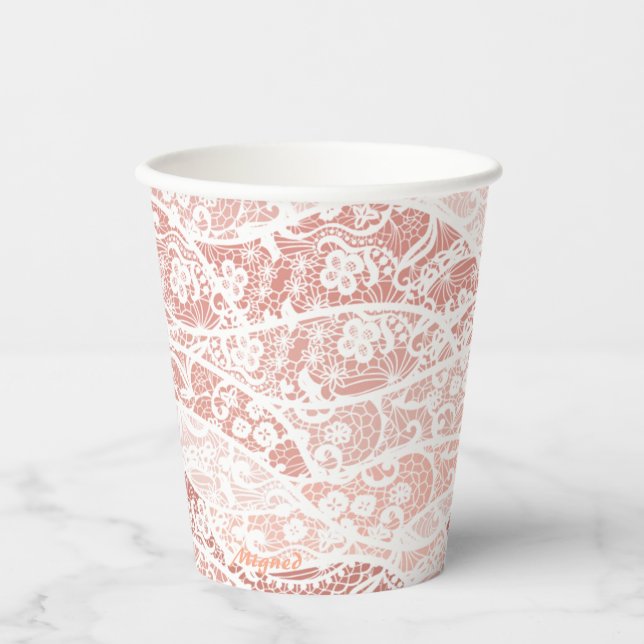 Faux White Lace Fishnet Paper Cups (Front)