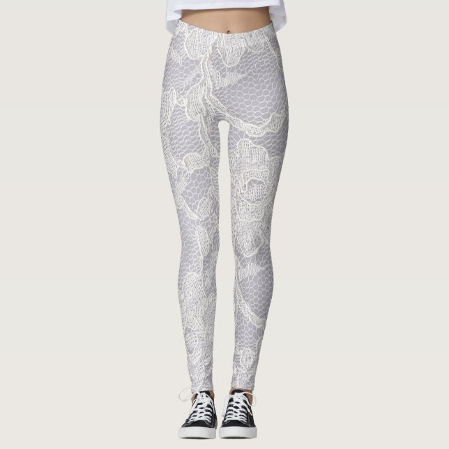 Faux White Lace Women's Leggings (Front)
