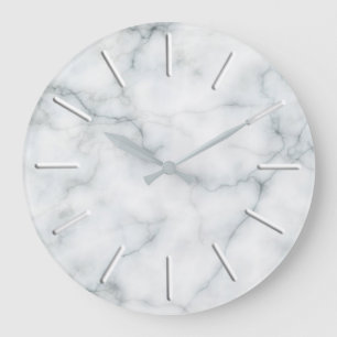 faux white marble large clock