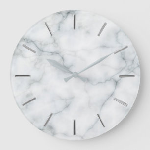 faux white marble stone large clock