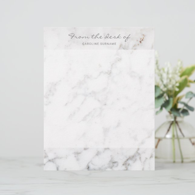 Faux White Marble Texture Look-like & Custom Text Letterhead (Standing Front)