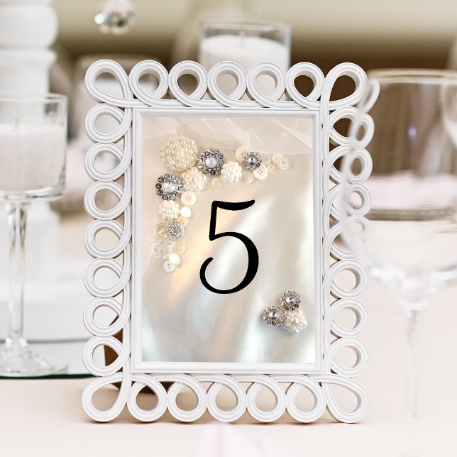 Faux White Pearl and Diamond Buttons Table Number (Creator Uploaded)
