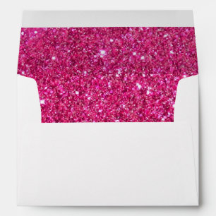Faux White Pink Glitter Confetti Foil Sparkle Envelope