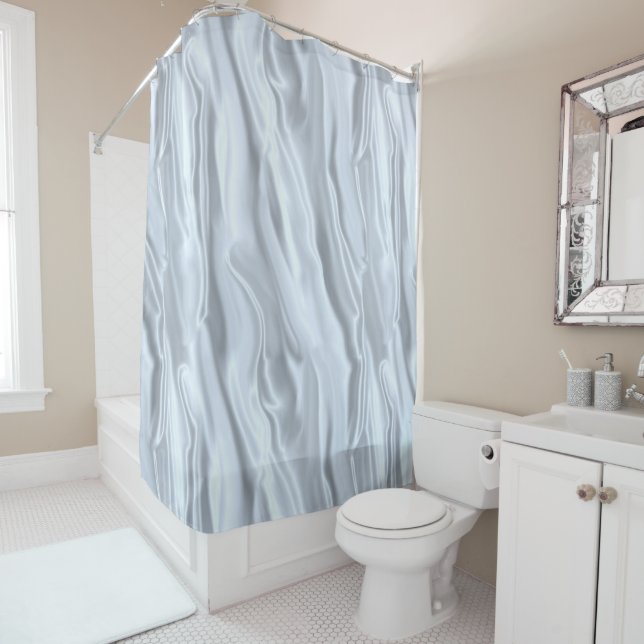 Faux White Silk Shower Curtain (In Situ)