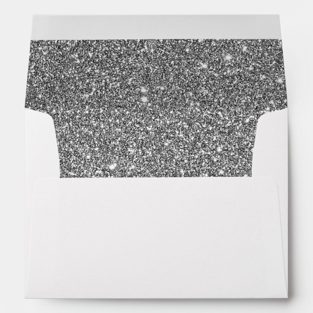 Faux White Silver Glitter Confetti Foil Sparkle Envelopes (Back (Bottom))