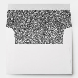 Faux White Silver Glitter Confetti Foil Sparkle Envelopes