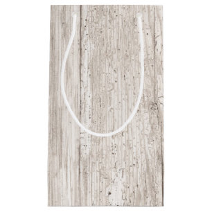 Faux White Weathered Wood Gift Bag