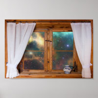Faux Window Galaxy Space Fantasy Stars View