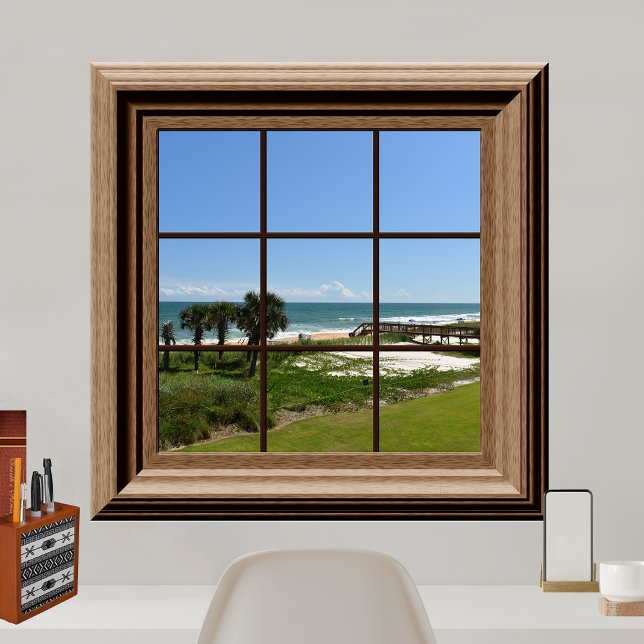 Faux Window Ocean View Palm Trees  Beach Tropics Poster (Creator Uploaded)