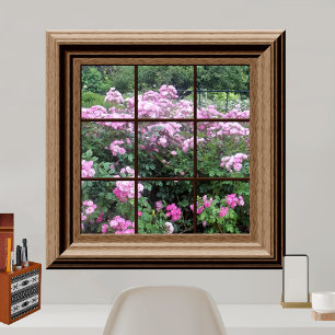Faux Window Poster Peaceful Rose Garden Relaxing