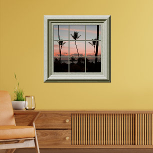 Faux Window Poster Tropical Sunset Relaxing