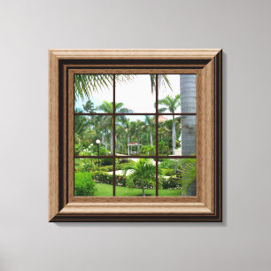 Faux Window Scene Tropical View Canvas Art