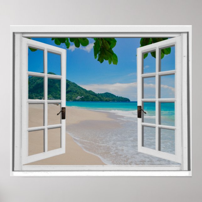 Faux Window View Tropical Ocean  Poster (Front)