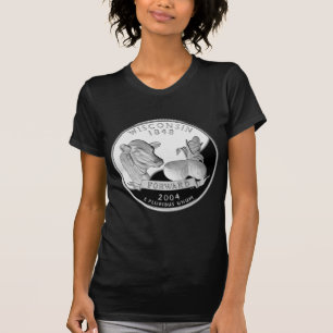 Faux Wisconsin State Quarter Cow Cheese Corn Farm T-Shirt