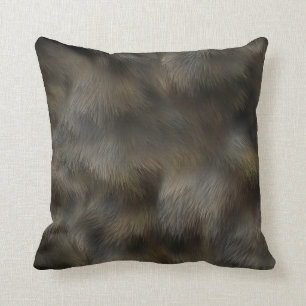 Faux Wolf Fur Hair Grey & Brown Animal skin Cushion