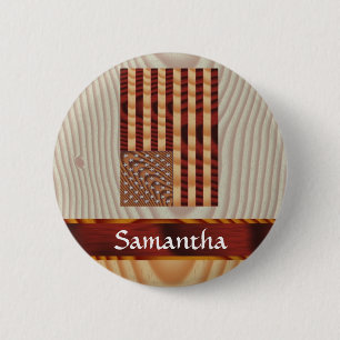Faux wood American flag 6 Cm Round Badge