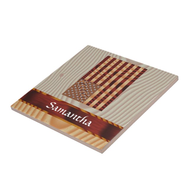 Faux wood American flag Ceramic Tile (Side)