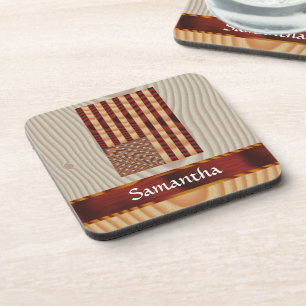 Faux wood American flag Coaster