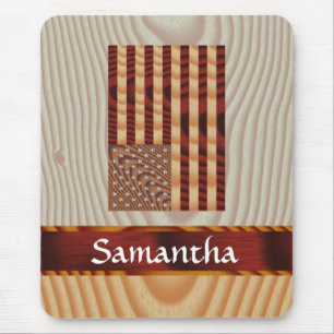 Faux wood American flag Mouse Pad