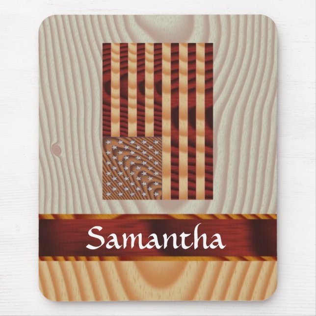 Faux wood American flag Mouse Pad (Front)