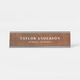 Faux Wood Background Personalised Name Plate