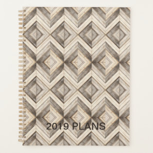 Faux Wood Chevron Stripes Modern Planner