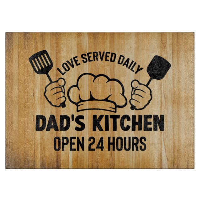 faux wood Dad love word art kitchen Cutting Board (Front)