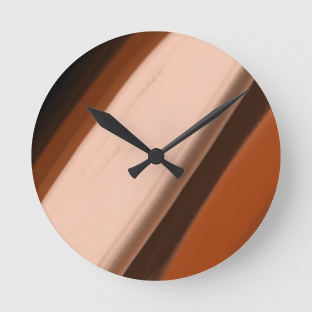 Faux Wood Fancy Striped  Round Clock (Front)