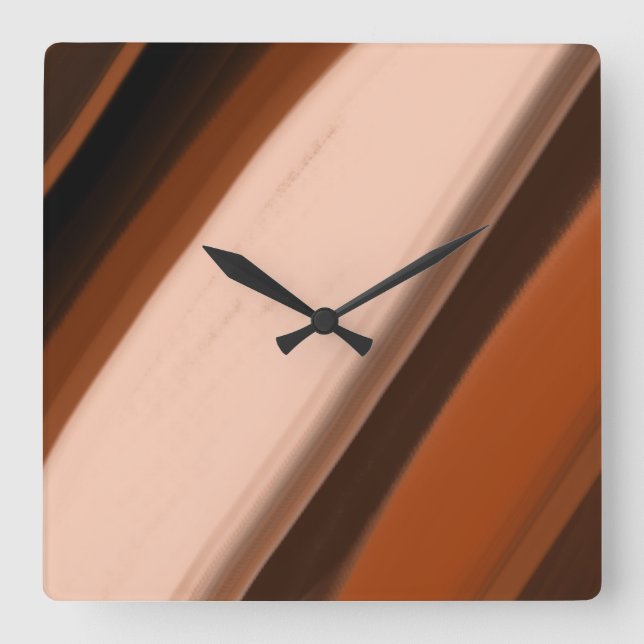 Faux Wood Fancy Striped  Square Wall Clock (Front)