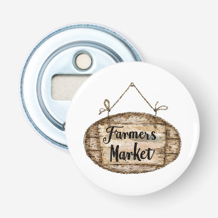 Faux Wood Farmers Market Sign Bottle Opener