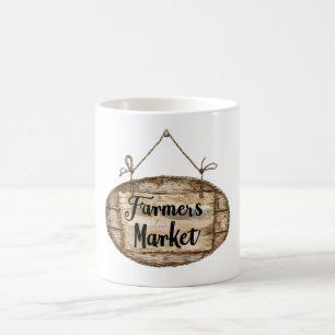 Faux Wood Farmers Market Sign Coffee Mug