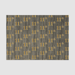 Faux Wood, Faux Gold 11th (Eleventh) Event Tissue Paper